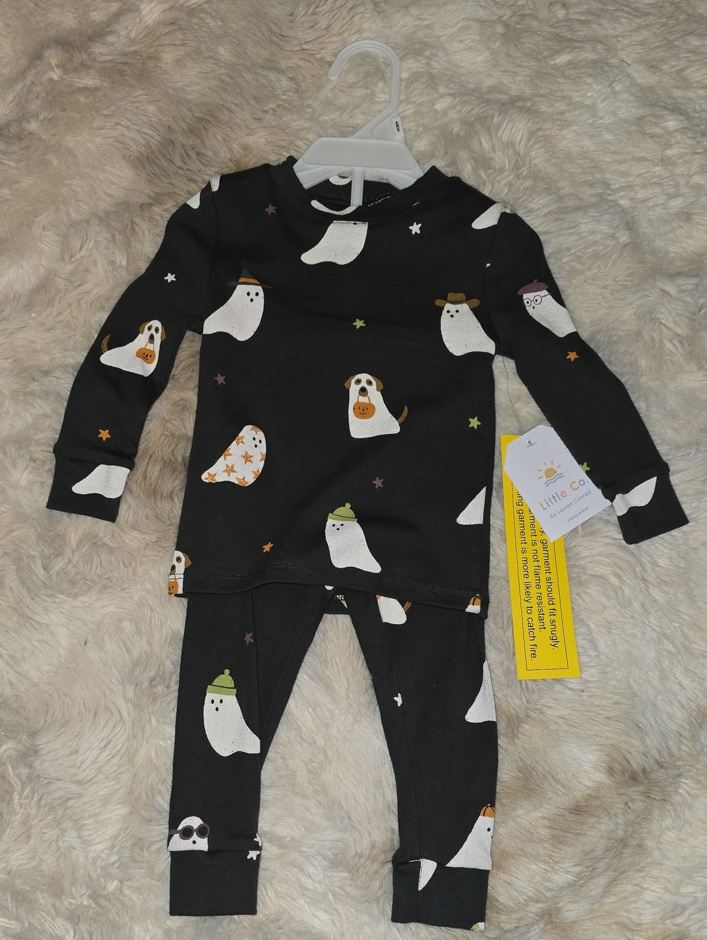 Little & Co. Black Ghost Print Kids Pajama Set